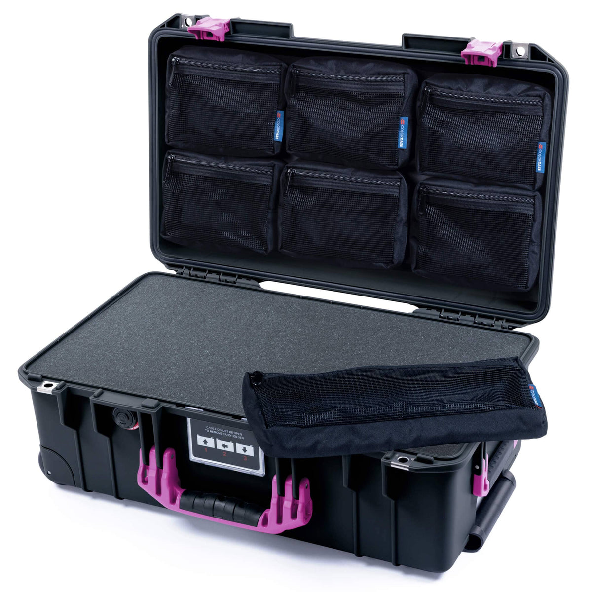 Pelican 1535 Air Case, Black with Magenta Handles &amp; Latches ColorCase 