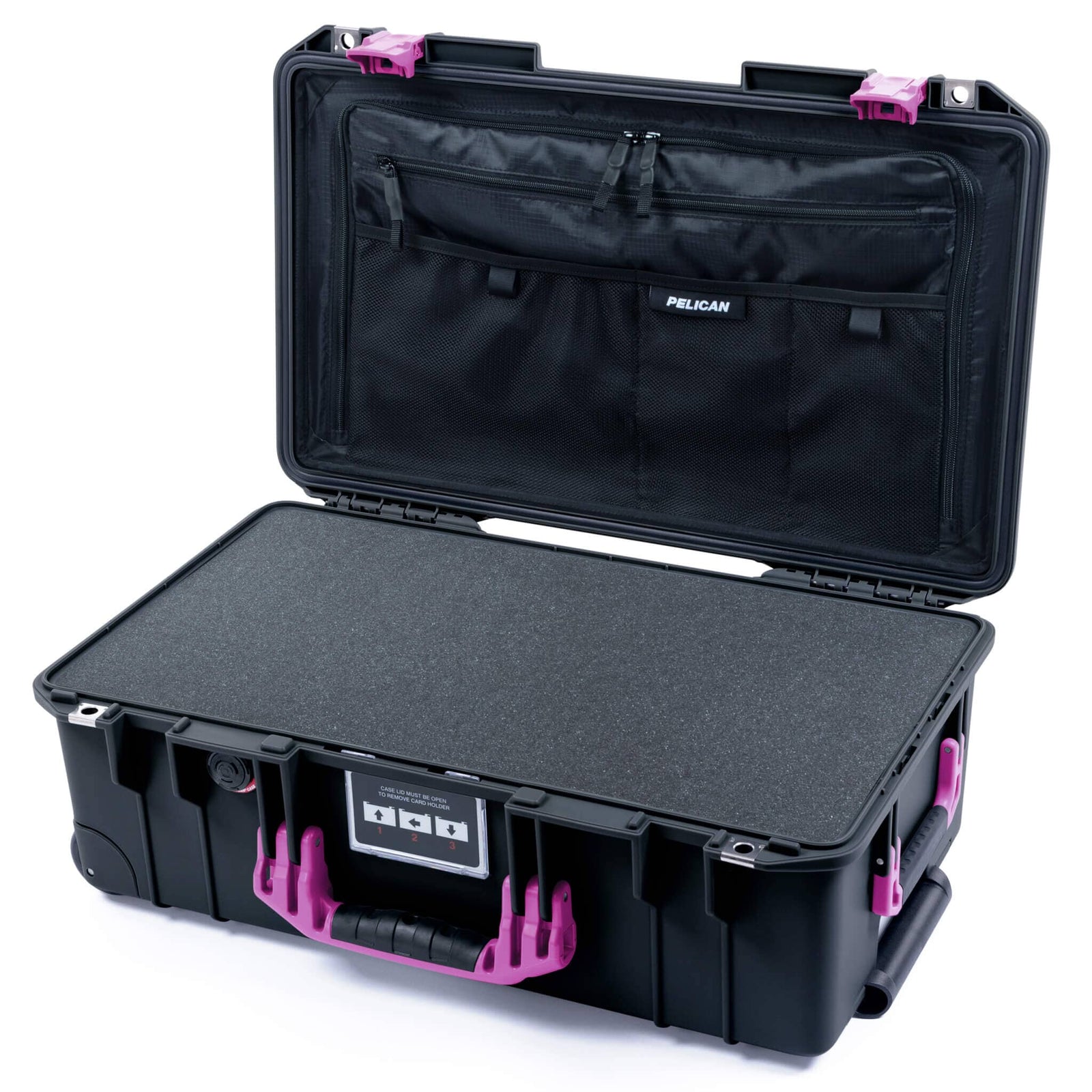Pelican 1535 Air Case, Black with Magenta Handles & Latches ColorCase 