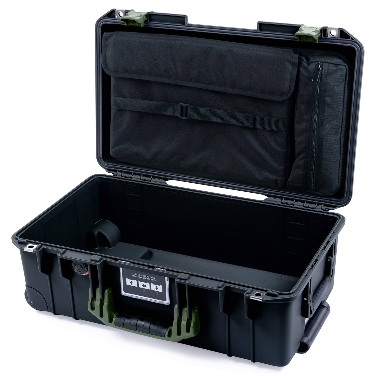 Pelican 1535 Air Case, Black with OD Green Handles & Latches ColorCase 