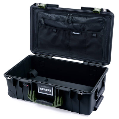 Pelican 1535 Air Case, Black with OD Green Handles & Latches Combo-Pouch Lid Organizer Only ColorCase 015350-0300-110-131