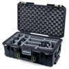 Pelican 1535 Air Case, Black with OD Green Handles & Latches Gray Padded Microfiber Dividers with Convolute Lid Foam ColorCase 015350-0070-110-131
