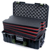 Pelican 1535 Air Case, Black with OD Green Handles & Latches Custom Tool Kit (4 Foam Inserts with Convolute Lid Foam) ColorCase 015350-0060-110-131