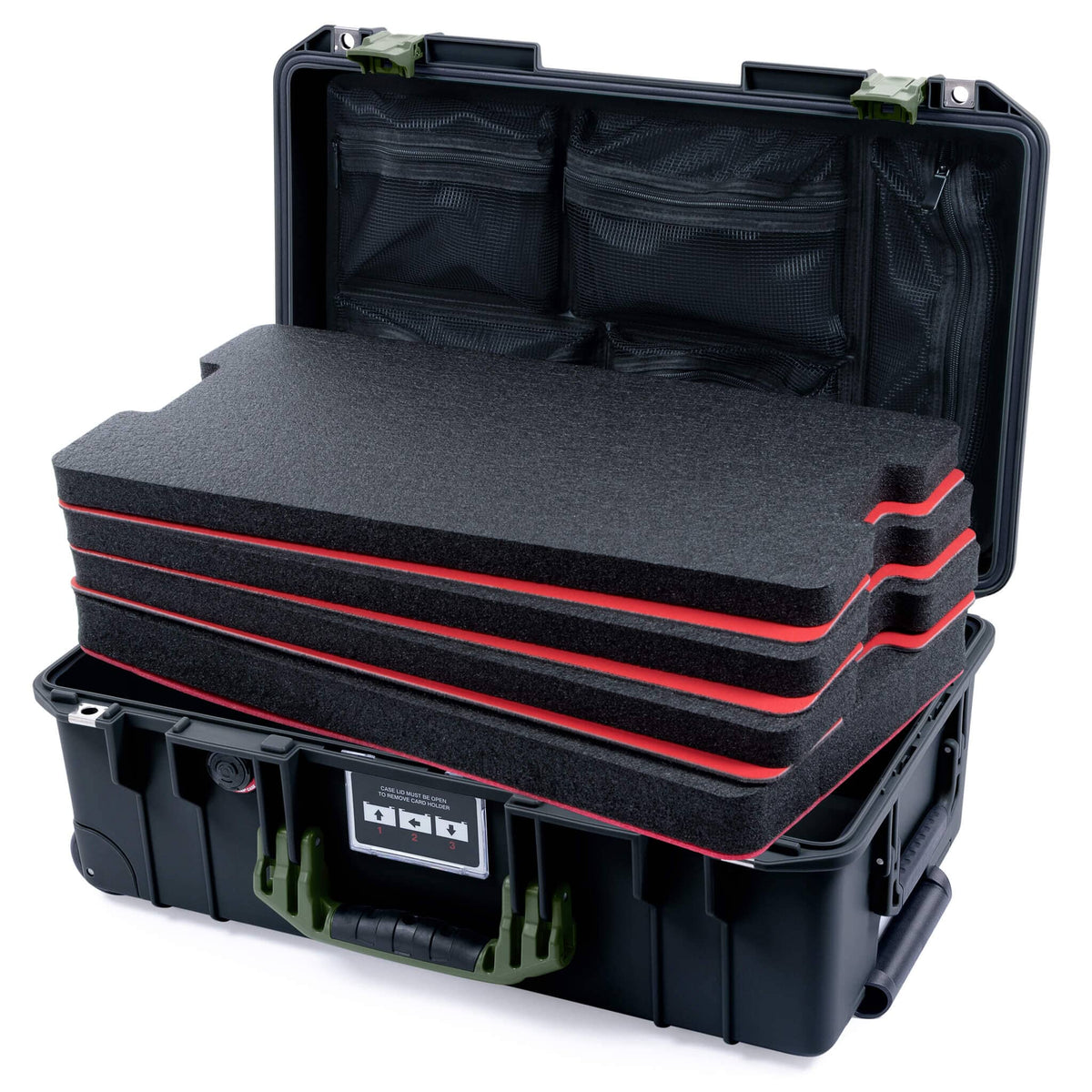 Pelican 1535 Air Case, Black with OD Green Handles &amp; Latches ColorCase 
