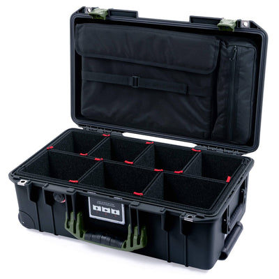 Pelican 1535 Air Case, Black with OD Green Handles & Latches TrekPak Divider System with Computer Pouch ColorCase 015350-0220-110-131