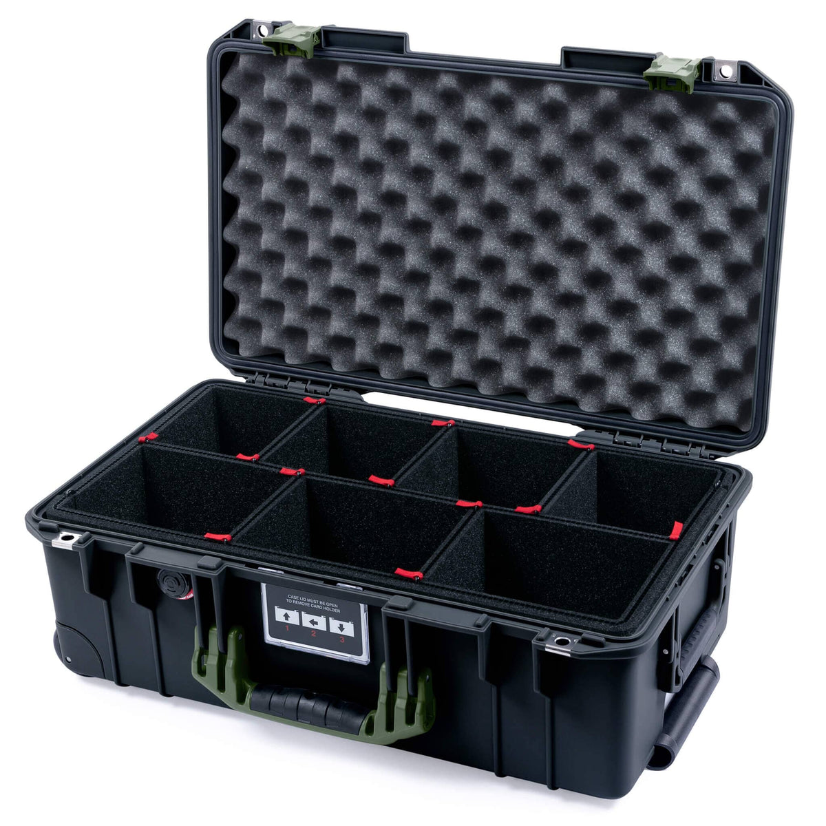 Pelican 1535 Air Case, Black with OD Green Handles &amp; Latches TrekPak Divider System with Convolute Lid Foam ColorCase 015350-0020-110-131