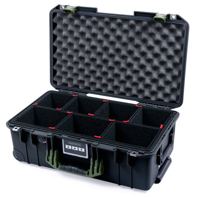Pelican 1535 Air Case, Black with OD Green Handles & Latches TrekPak Divider System with Convolute Lid Foam ColorCase 015350-0020-110-131