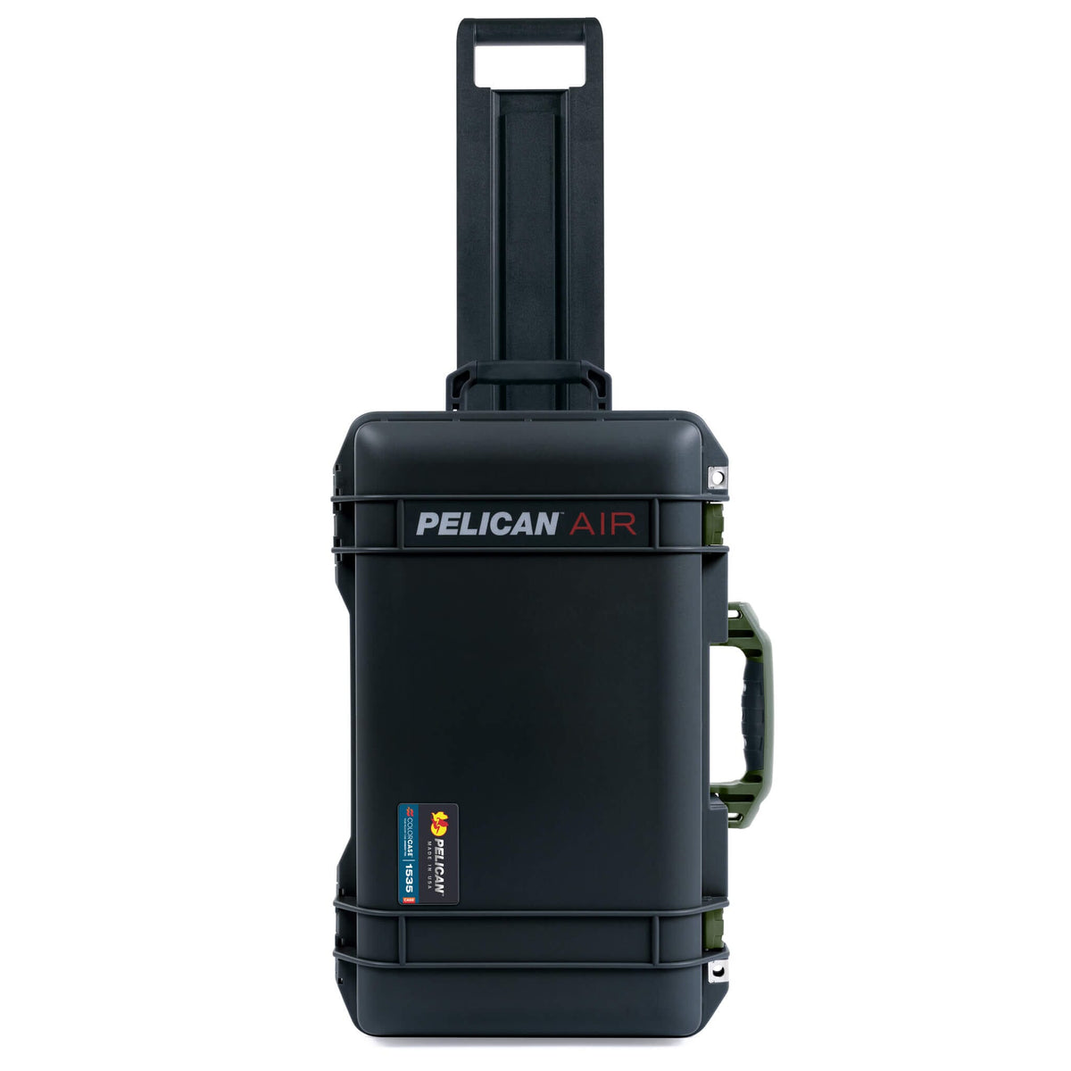 Pelican 1535 Air Case, Black with OD Green Handles &amp; Latches ColorCase 