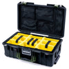 Pelican 1535 Air Case, Black with OD Green Handles & Latches Yellow Padded Microfiber Dividers with Mesh Lid Organizer ColorCase 015350-0110-110-131