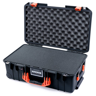 Pelican 1535 Air Case, Black with Orange Handles & Latches Pick & Pluck Foam with Convolute Lid Foam ColorCase 015350-0001-110-151