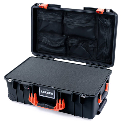 Pelican 1535 Air Case, Black with Orange Handles & Latches Pick & Pluck Foam with Mesh Lid Organizer ColorCase 015350-0101-110-151