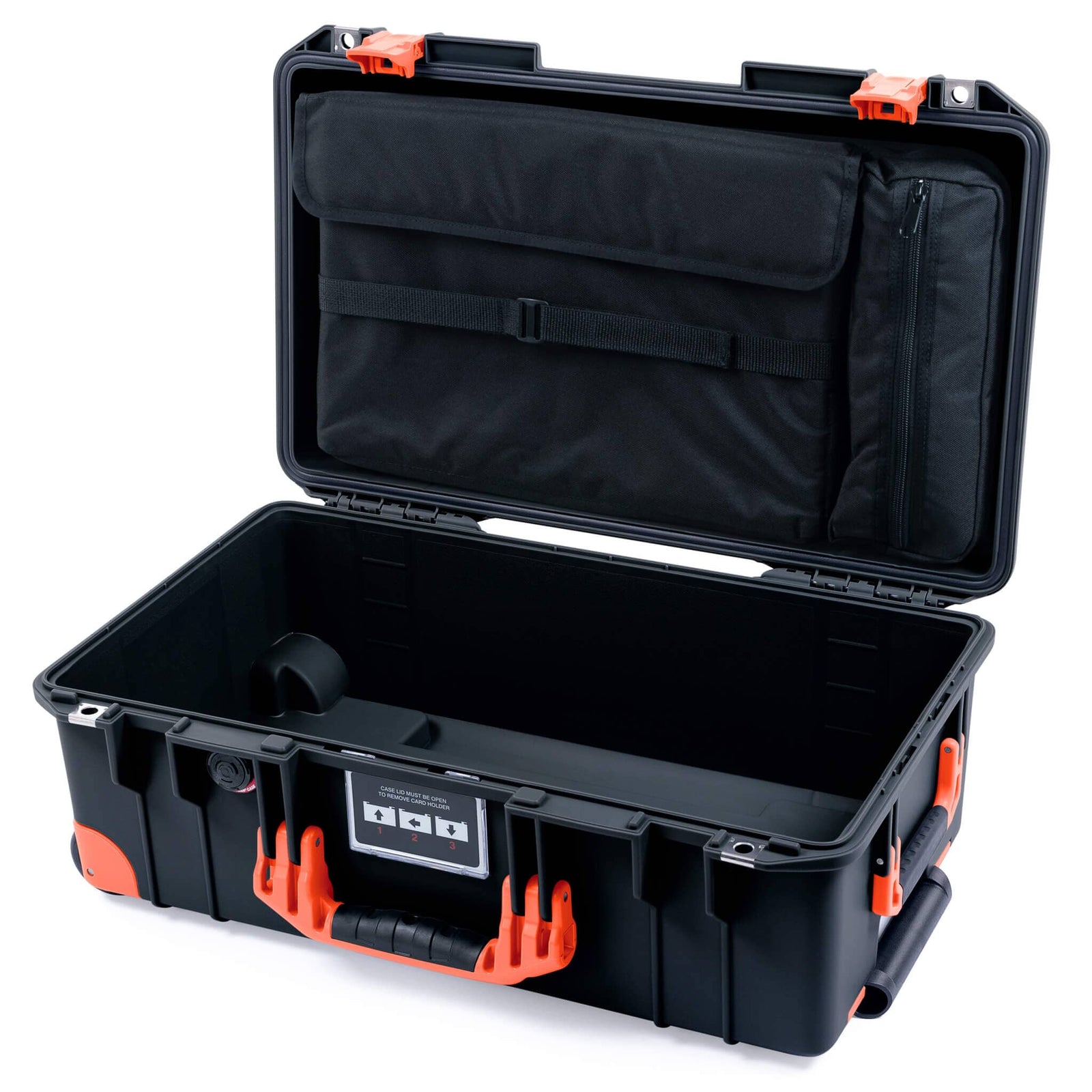 Pelican 1535 Air Case, Black with Orange Handles, Latches & Trolley ColorCase 