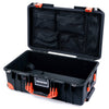 Pelican 1535 Air Case, Black with Orange Handles, Latches & Trolley Mesh Lid Organizer Only ColorCase 015350-0100-110-151-150