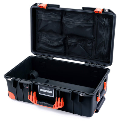 Pelican 1535 Air Case, Black with Orange Handles, Latches & Trolley