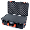 Pelican 1535 Air Case, Black with Orange Handles, Latches & Trolley Pick & Pluck Foam with Convolute Lid Foam ColorCase 015350-0001-110-151-150