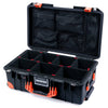 Pelican 1535 Air Case, Black with Orange Handles, Latches & Trolley TrekPak Divider System with Mesh Lid Organizer ColorCase 015350-0120-110-151-150