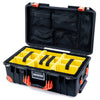 Pelican 1535 Air Case, Black with Orange Handles, Latches & Trolley Yellow Padded Microfiber Dividers with Mesh Lid Organizer ColorCase 015350-0110-110-151-150