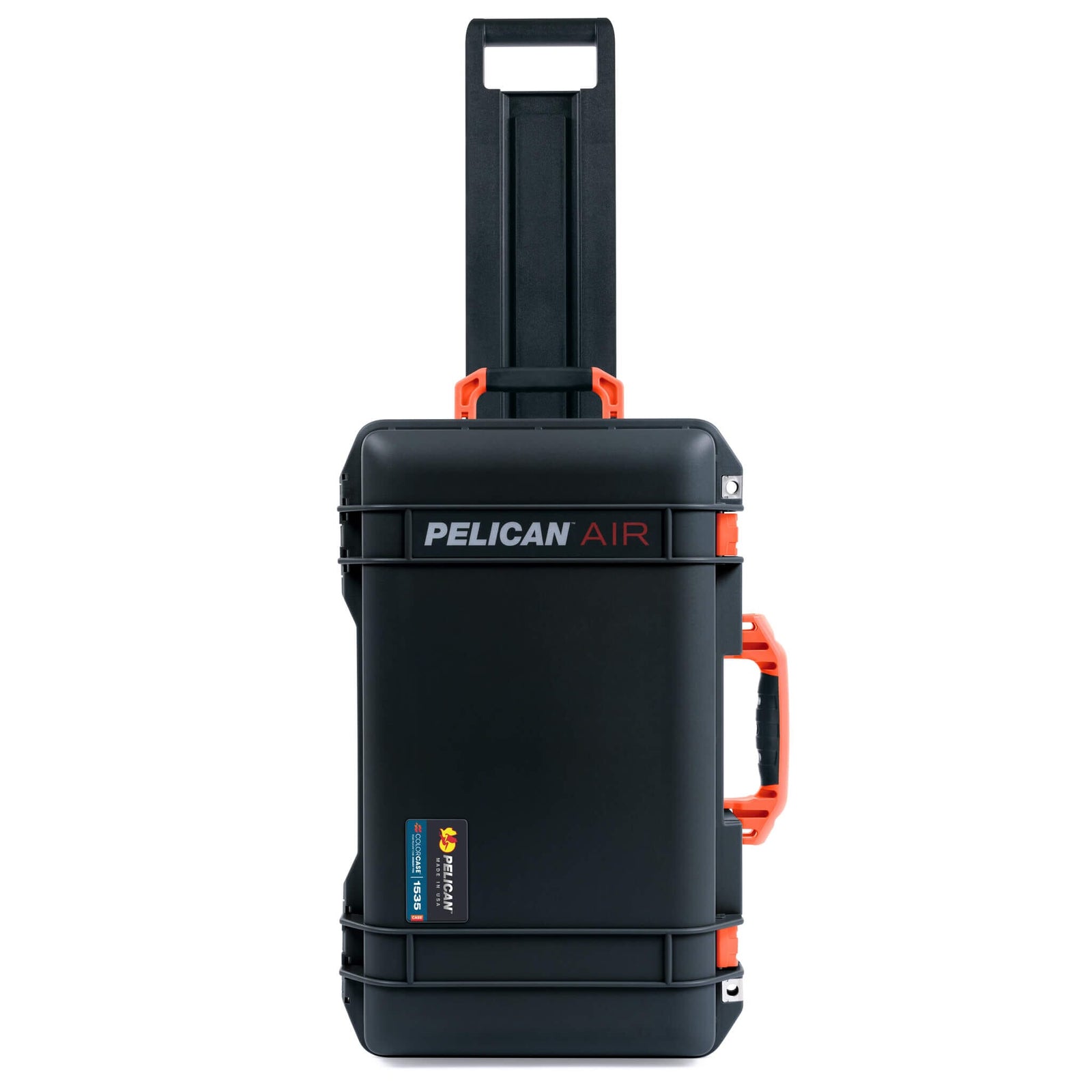 Pelican 1535 Air Case, Black with Orange Handles & Latches ColorCase 