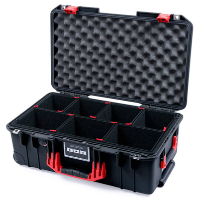 Pelican 1535 Air Case, Black with Red Handles & Latches TrekPak Divider System with Convolute Lid Foam ColorCase 015350-0020-110-321
