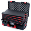 Pelican 1535 Air Case, Black with Red Handles, Latches & Trolley Custom Tool Kit (4 Foam Inserts with Convoluted Lid Foam) ColorCase 015350-0060-110-321-320