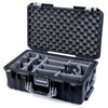 Pelican 1535 Air Case, Black with Silver Handles & Latches Gray Padded Microfiber Dividers with Convolute Lid Foam ColorCase 015350-0070-110-181