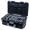 Pelican 1535 Air Case, Black with Silver Handles & Latches Gray Padded Microfiber Dividers with Combo-Pouch Lid Organizer ColorCase 015350-0370-110-181