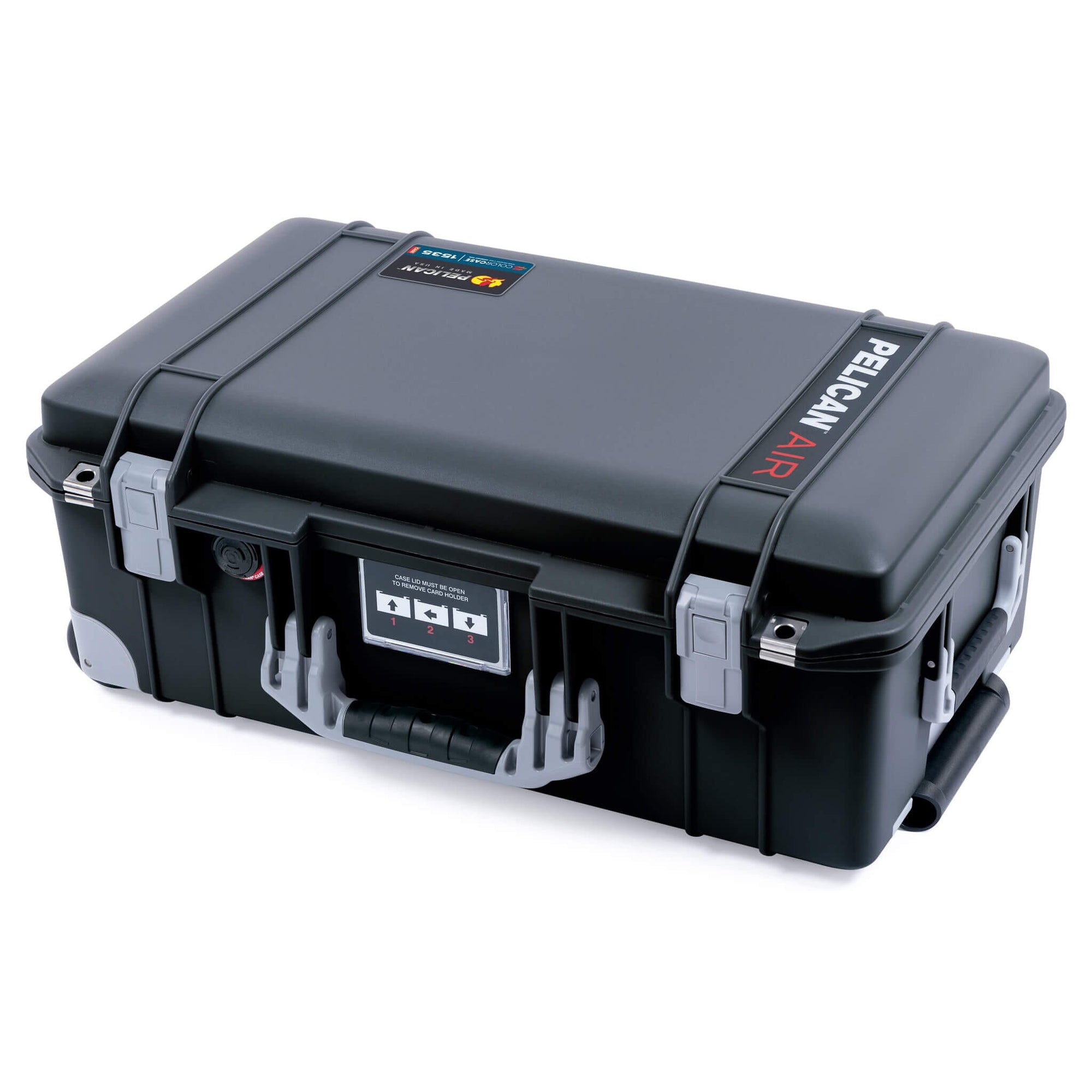 Pelican 1535 Air Case, Black with Silver Handles, Latches & Trolley