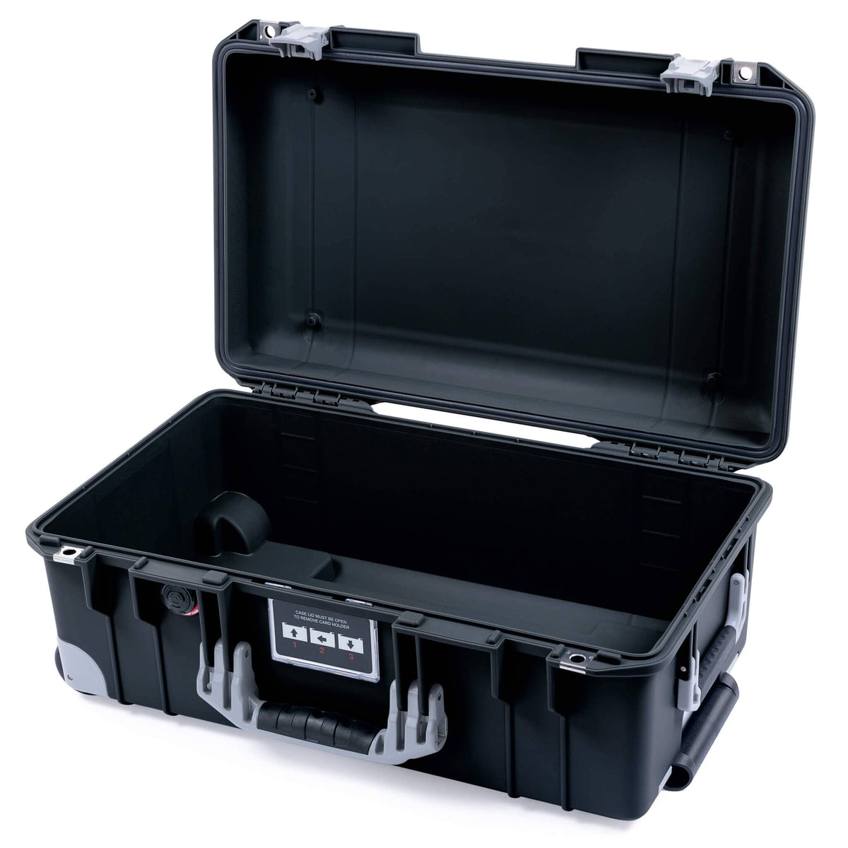 Pelican 1535 Air Case, Black with Silver Handles, Latches &amp; Trolley None (Case Only) ColorCase 015350-0000-110-181-180