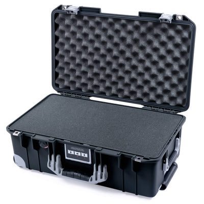Pelican 1535 Air Case, Black with Silver Handles, Latches & Trolley Pick & Pluck Foam with Convolute Lid Foam ColorCase 015350-0001-110-181-180