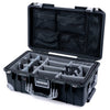 Pelican 1535 Air Case, Black with Silver Handles, Latches & Trolley Gray Padded Microfiber Dividers with Mesh Lid Organizer ColorCase 015350-0170-110-181-180