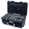 Pelican 1535 Air Case, Black with Silver Handles, Latches & Trolley Gray Padded Microfiber Dividers with Combo-Pouch Lid Organizer ColorCase 015350-0370-110-181-180