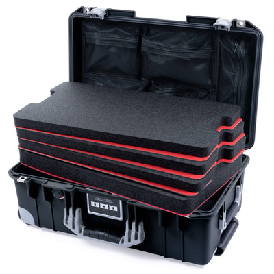 Pelican 1535 Air Case, Black with Silver Handles, Latches & Trolley ColorCase