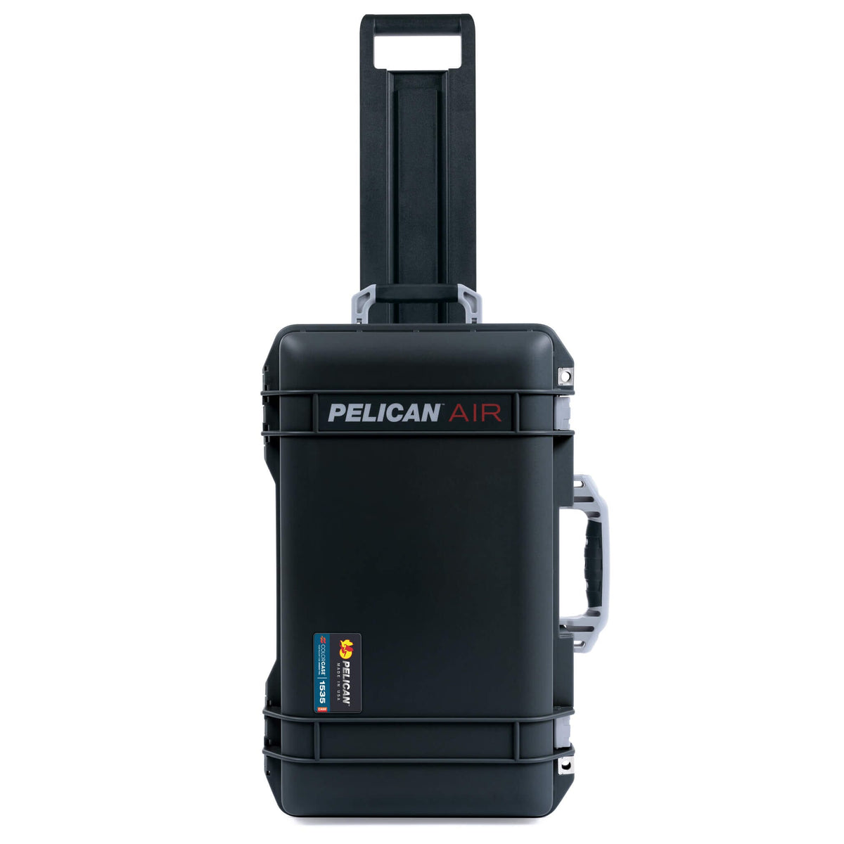 Pelican 1535 Air Case, Black with Silver Handles, Latches &amp; Trolley ColorCase 