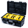 Pelican 1535 Air Case, Black with Silver Handles, Latches & Trolley Yellow Padded Microfiber Dividers with Mesh Lid Organizer ColorCase 015350-0110-110-181-180
