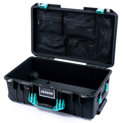 Pelican 1535 Air Case, Black with Teal Handles & Latches Mesh Lid Organizer Only ColorCase 015350-0100-110-591