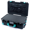 Pelican 1535 Air Case, Black with Teal Handles, Latches & Trolley Pick & Pluck Foam with TRVL Combo-Pouch Lid Organizer ColorCase 015350-0301-110-591-590