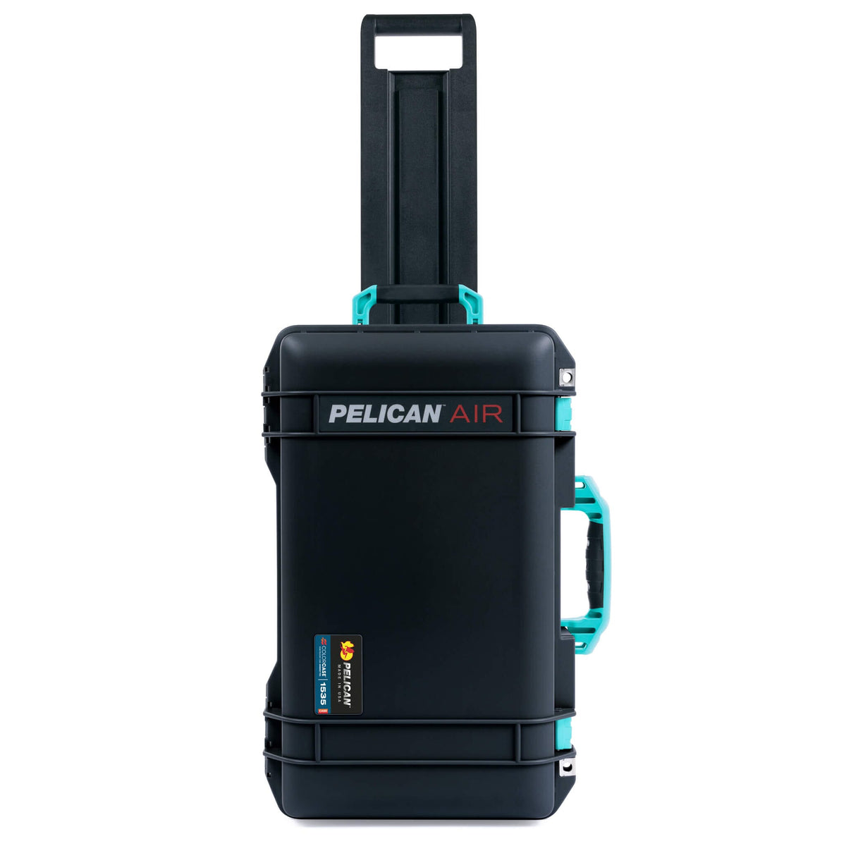 Pelican 1535 Air Case, Black with Teal Handles, Latches &amp; Trolley ColorCase 