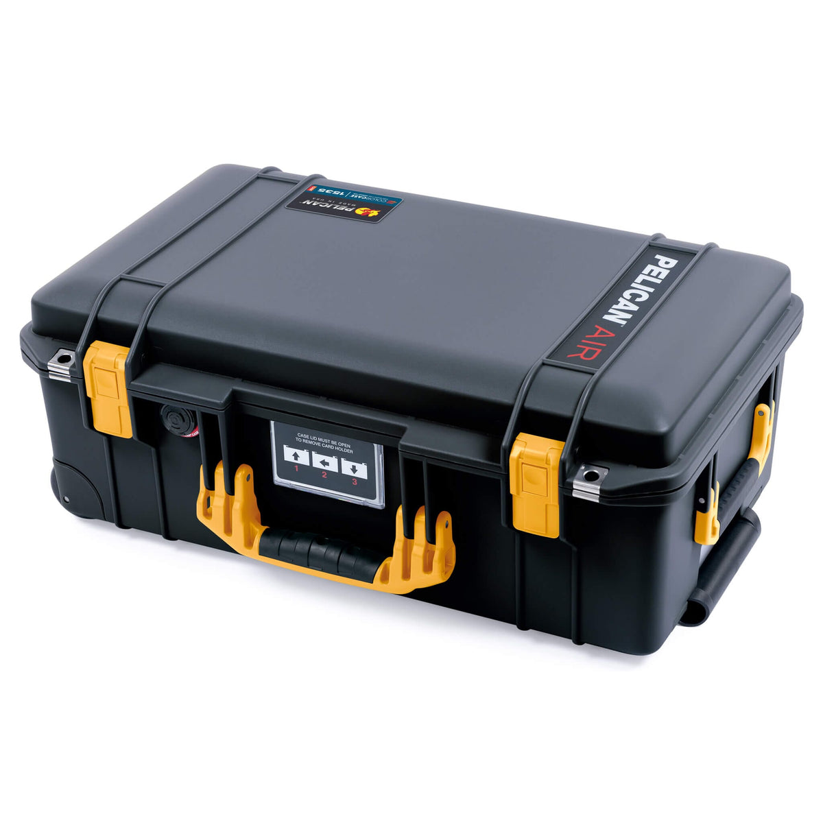 Pelican 1535 Air Case, Black with Yellow Handles &amp; Latches ColorCase 