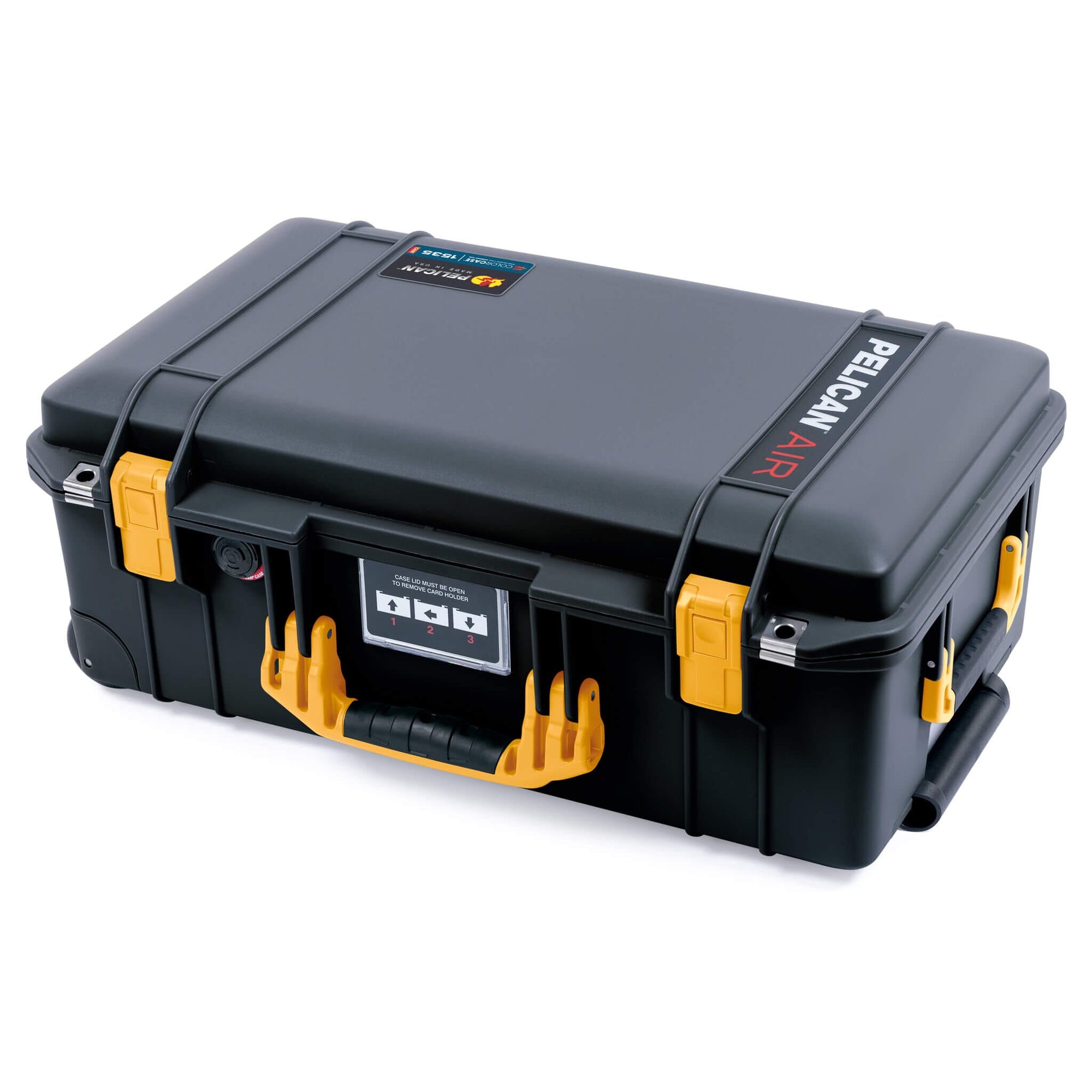 Pelican 1535 Air Case, Black with Yellow Handles & Latches ColorCase 