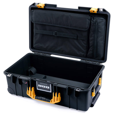 Pelican 1535 Air Case, Black with Yellow Handles & Latches ColorCase