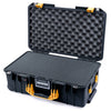 Pelican 1535 Air Case, Black with Yellow Handles & Latches Pick & Pluck Foam with Convolute Lid Foam ColorCase 015350-0001-110-241