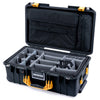 Pelican 1535 Air Case, Black with Yellow Handles & Latches Gray Padded Microfiber Dividers with Computer Pouch ColorCase 015350-0270-110-241