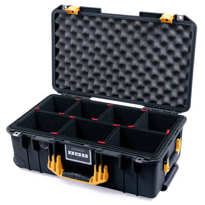 Pelican 1535 Air Case, Black with Yellow Handles & Latches TrekPak Divider System with Convolute Lid Foam ColorCase 015350-0020-110-241