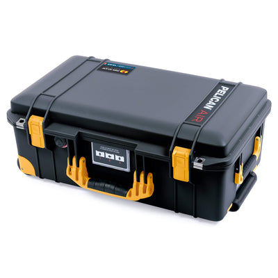 Pelican 1535 Air Case, Black with Yellow Handles, Latches & Trolley ColorCase