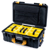 Pelican 1535 Air Case, Black with Yellow Handles & Latches Yellow Padded Microfiber Dividers with Computer Pouch ColorCase 015350-0210-110-241
