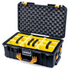 Pelican 1535 Air Case, Black with Yellow Handles & Latches Yellow Padded Microfiber Dividers with Convolute Lid Foam ColorCase 015350-0010-110-241