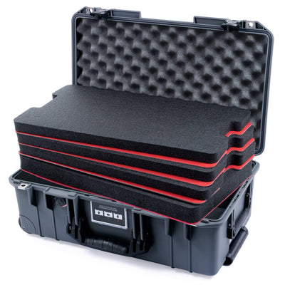 Pelican 1535 Air Case, Charcoal with Black Handles & TSA Locking Latches Custom Tool Kit (4 Foam Inserts with Convolute Lid Foam) ColorCase 015350-0060-520-L10