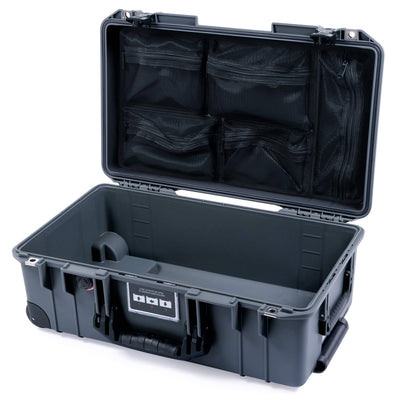 Pelican 1535 Air Case, Charcoal with Black Handles, TSA Locking Latches & Trolley Mesh Lid Organizer Only ColorCase 015350-0100-520-L10-110
