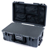 Pelican 1535 Air Case, Charcoal with Black Handles, TSA Locking Latches & Trolley Pick & Pluck Foam with Mesh Lid Organizer ColorCase 015350-0101-520-L10-110