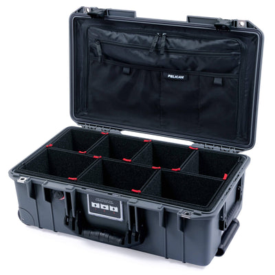 Pelican 1535 Air Case, Charcoal with Black Handles & Push-Button Latches TrekPak Divider System with Combo-Pouch Lid Organizer ColorCase 015350-0320-520-110