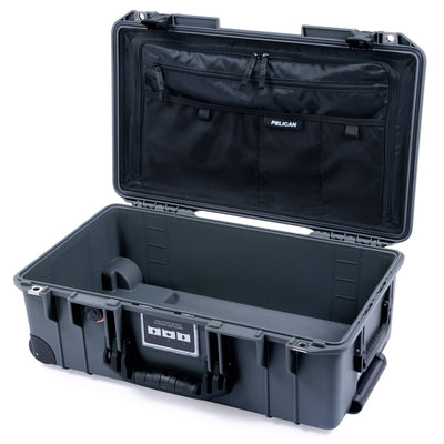 Pelican 1535 Air Case, Charcoal with Black Handles, Push-Button Latches & Trolley Combo-Pouch Lid Organizer Only ColorCase 015350-0300-520-110-110